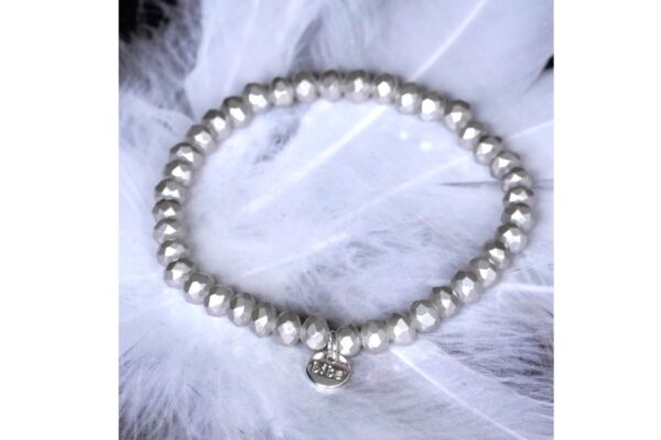Biba Armband Crystal Silber Weiß Perle 4mm Damen Armband Glücksbringer