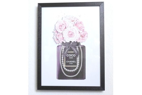 Wandbild Druck Kunstdruck Coco Noir Chanel Paris Bild im Rahmen Fashion Mode Parfum