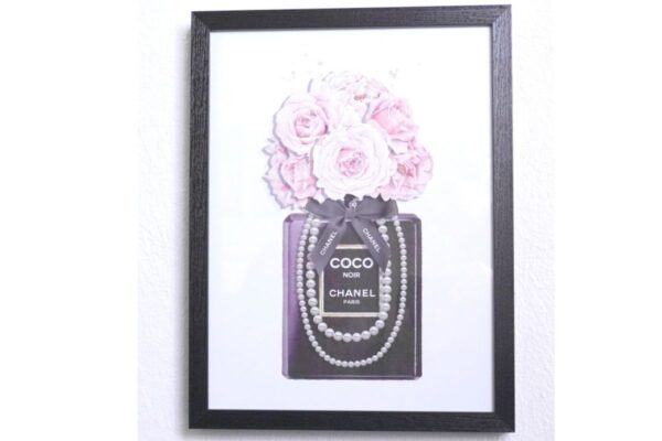 Wandbild Druck Kunstdruck Coco Noir Chanel Paris Bild im Rahmen Fashion Mode Parfum