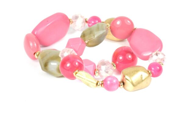 Biba Armband Perlen Mix Damen Rosa Armband Glücksbringer