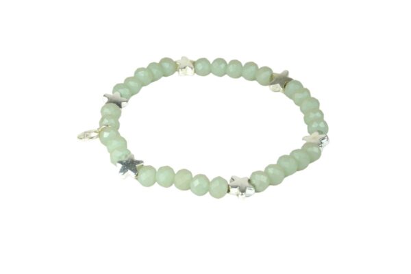 Biba Armband Crystal Perlen Hellgrün Sternchen Damen Armband Anhänger Silber