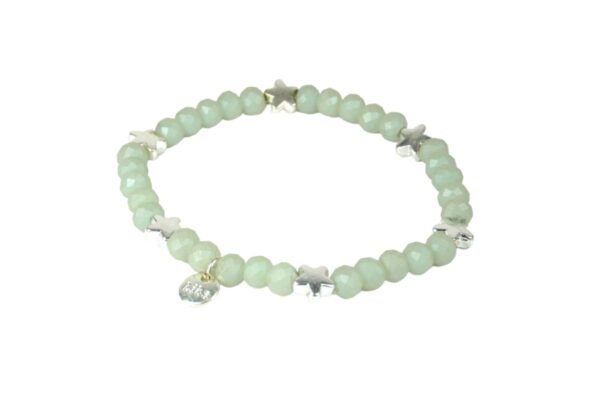 Biba Armband Crystal Perlen Hellgrün Sternchen Damen Armband Anhänger Silber