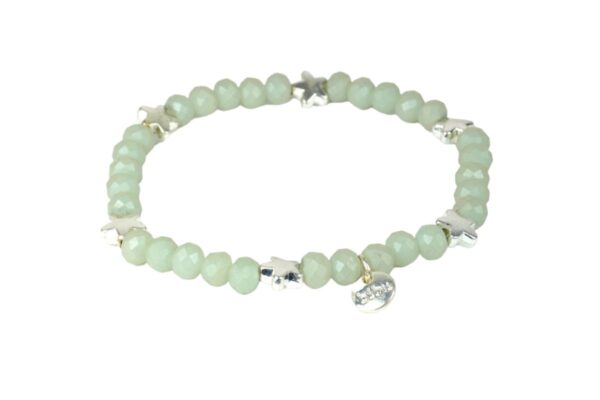 Biba Armband Crystal Perlen Hellgrün Sternchen Damen Armband Anhänger Silber