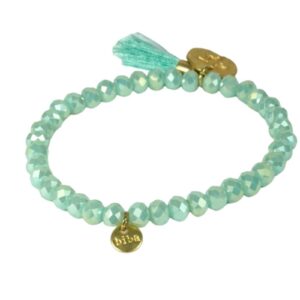 Biba Armband Crystal Perlen Mint Damen Armband Gold Anhänger Troddel