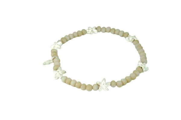 Biba Armband Perlen Beige Seesternchen Damen Armband Anhänger Silber