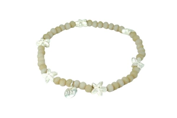 Biba Armband Perlen Beige Seesternchen Damen Armband Anhänger Silber