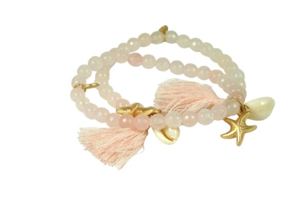 Biba Armband Perlen Rosa Damen Armband Seesternchen Gold