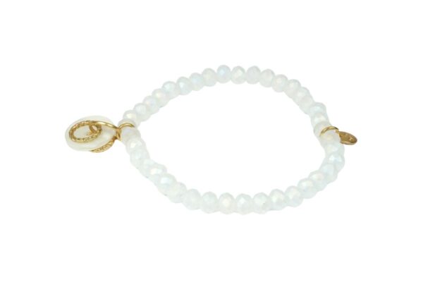 Biba Armband Crystal Perlen Weiss Damen Armband Gold Anhänger