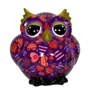 Pomme Pidou Spardose Money Bank Eule Olive Lila Herzchen
