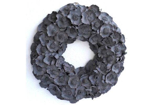 Couronne Türkranz Naturkranz Coco Flower Trocken Kranz Dark Grey 35 ∅
