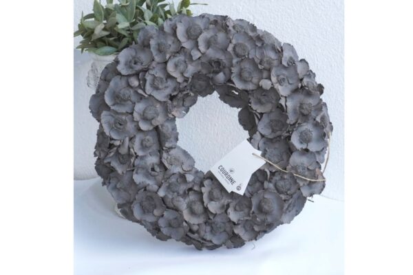 Couronne Türkranz Naturkranz Coco Flower Trocken Kranz Dark Grey 35 ∅