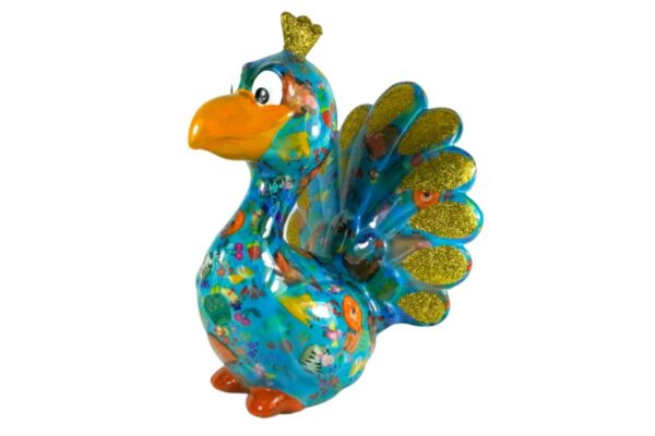 Pomme Pidou Spardose Money Bank Pfau Paolo Türkis Gold