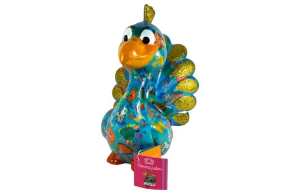 Pomme Pidou Spardose Money Bank Pfau Paolo Türkis Gold