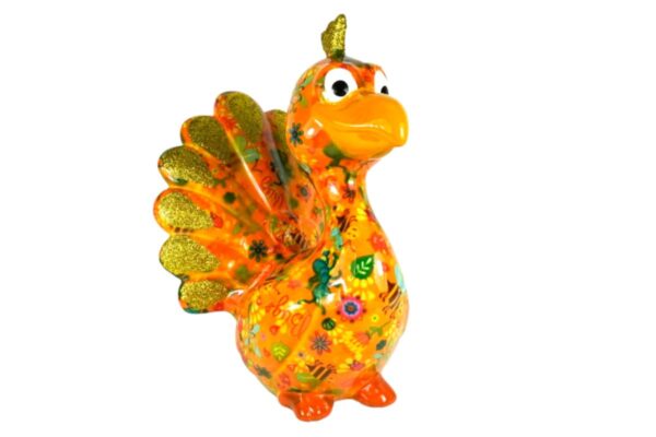 Pomme Pidou Spardose Money Bank Pfau Paolo Orange Bugs Gold