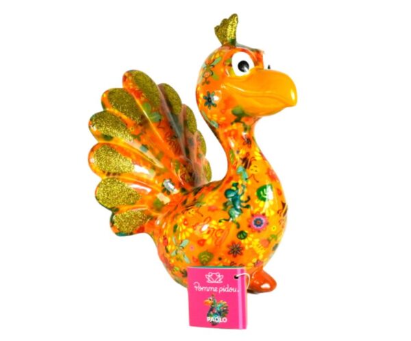 Pomme Pidou Spardose Money Bank Pfau Paolo Orange Bugs Gold