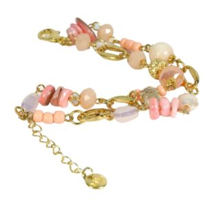 Biba Armband Perlen Sweet Rose Damen Armband Gold Anhänger