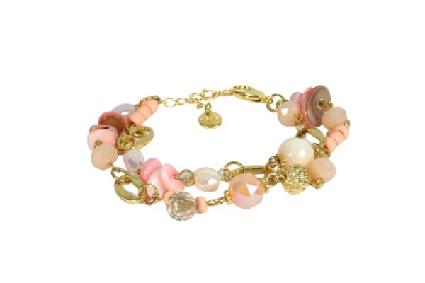 Biba Armband Perlen Sweet Rose Damen Armband Gold Anhänger