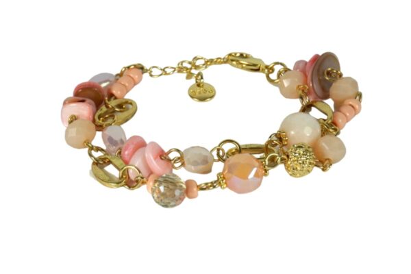 Biba Armband Perlen Sweet Rose Damen Armband Gold Anhänger