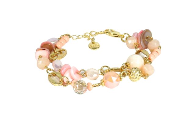 Biba Armband Perlen Sweet Rose Damen Armband Gold Anhänger