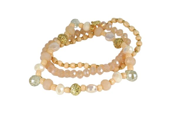 Biba Armband Trio Perlen Rose Apricot Damen Armband Gold Anhänger 