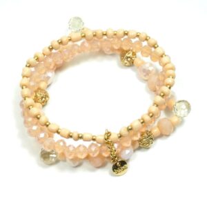 Biba Armband Trio Perlen Rose Apricot Damen Armband Gold Anhänger