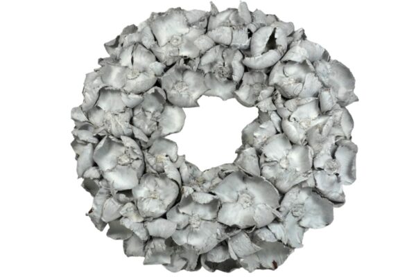 Couronne Deko Kranz Naturkranz Palm Cup Wreath White Wash 45∅