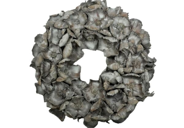 Couronne Deko Kranz Naturkranz Palm Cup Wreath Grey Mist Wash 45∅