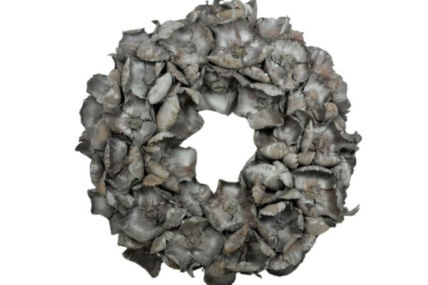 Couronne Deko Kranz Naturkranz Palm Cup Wreath Grey Mist Wash 45∅
