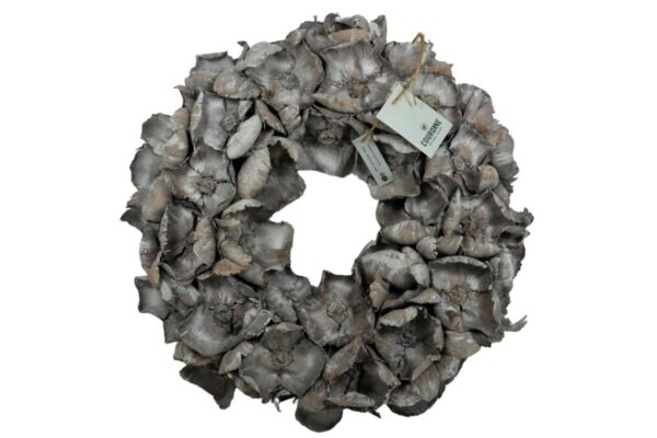 Couronne Deko Kranz Naturkranz Palm Cup Wreath Grey Mist Wash 45∅