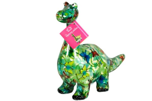 Pomme Pidou Spardose Money Bank Dino Diego Grün Schmetterlinge