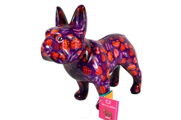 Pomme Pidou Spardose Money Bank Bulldogge Jack Lila Herz