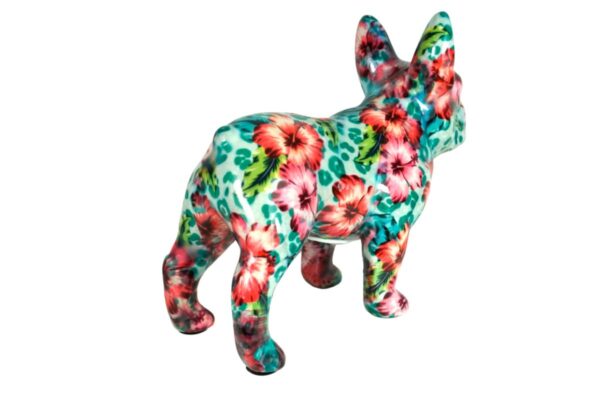 Pomme Pidou Spardose Money Bank Bulldogge Jack Türkis Blumen