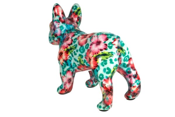 Pomme Pidou Spardose Money Bank Bulldogge Jack Türkis Blumen