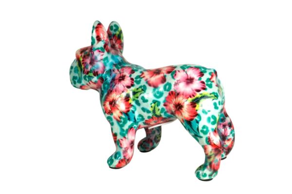 Pomme Pidou Spardose Money Bank Bulldogge Jack Türkis Blumen