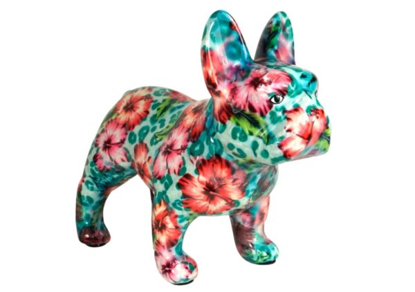 Pomme Pidou Spardose Money Bank Bulldogge Jack Türkis Blumen