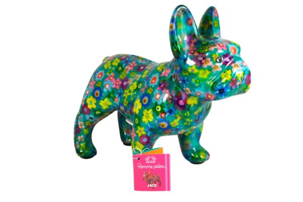 Pomme Pidou Spardose Money Bank Bulldogge Jack Gelbe Blumen
