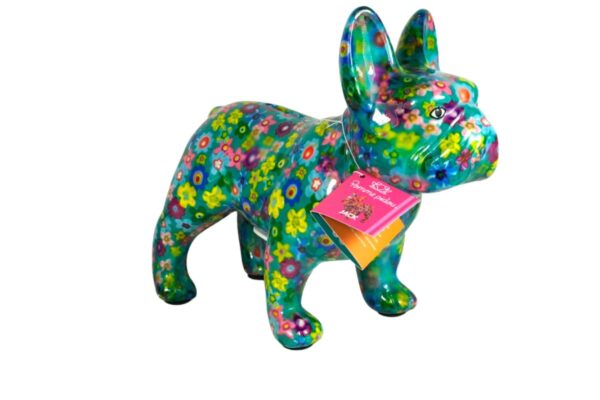 Pomme Pidou Spardose Money Bank Bulldogge Jack Gelbe Blumen