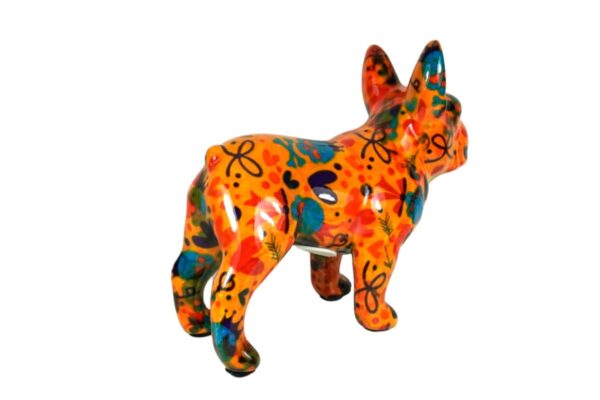 Pomme Pidou Spardose Money Bank Bulldogge Jack Orange Blumen