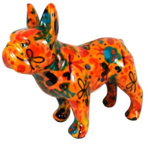 Pomme Pidou Spardose Money Bank Bulldogge Jack Orange Blumen