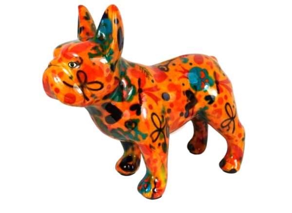 Pomme Pidou Spardose Money Bank Bulldogge Jack Orange Blumen