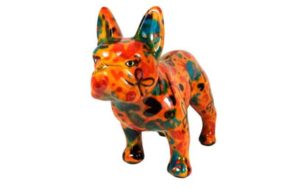 Pomme Pidou Spardose Money Bank Bulldogge Jack Orange Blumen
