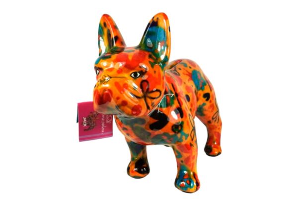 Pomme Pidou Spardose Money Bank Bulldogge Jack Orange Blumen