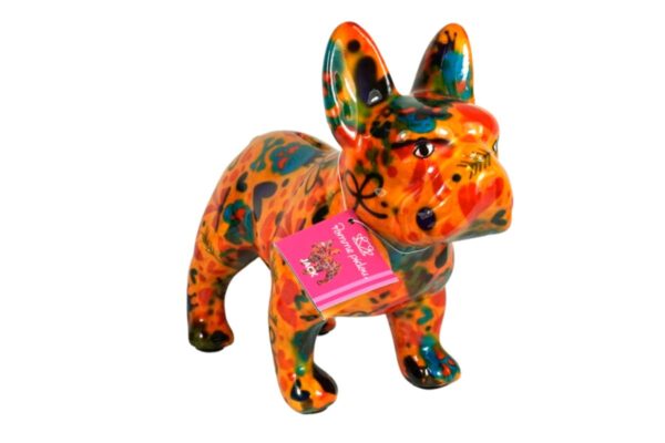 Pomme Pidou Spardose Money Bank Bulldogge Jack Orange Blumen