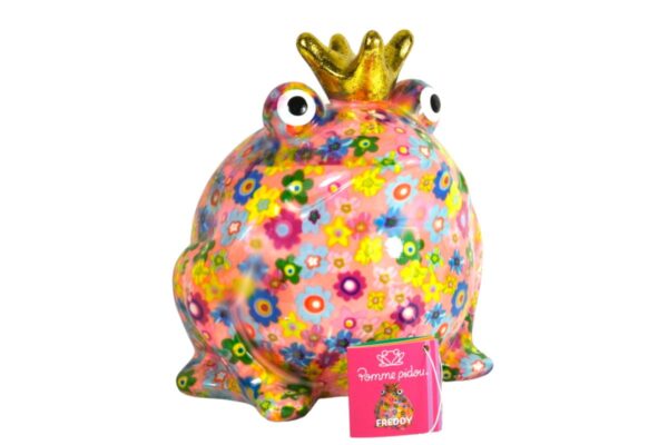 Pomme Pidou Spardose Money Bank Frosch Freddy Blümchen Rosa