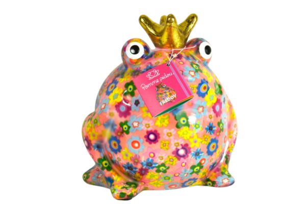Pomme Pidou Spardose Money Bank Frosch Freddy Blümchen Rosa