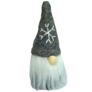Dekofigur Deko Wichtel aus Filz Plüsch Grau Handmade