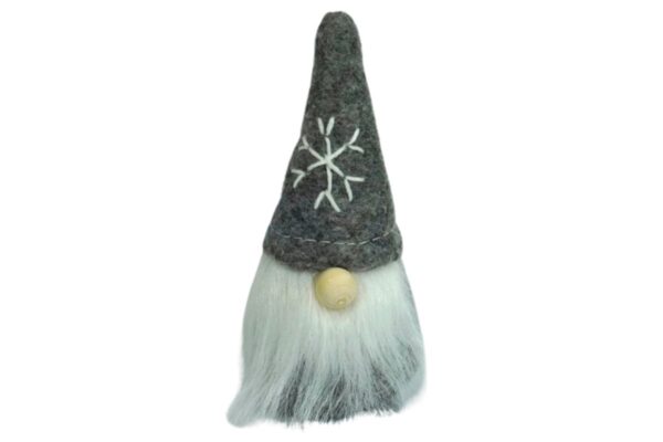 Dekofigur Deko Wichtel aus Filz Plüsch Grau Handmade