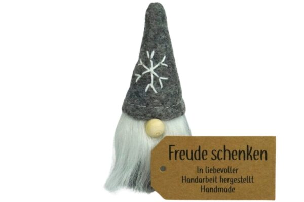 Dekofigur Deko Wichtel aus Filz Plüsch Grau Handmade