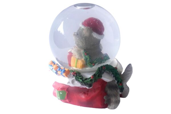 Deko Schneekugel Glimmerkugel Glitzerkugel Katze mit Weihnachtsmütze Presente