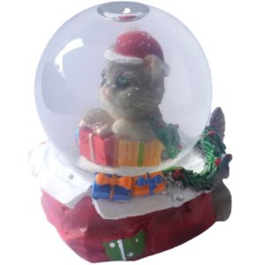 Deko Schneekugel Glimmerkugel Glitzerkugel Katze mit Weihnachtsmütze Presente